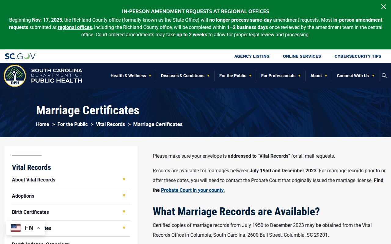 Socastee resident record search with South Carolina marriage options