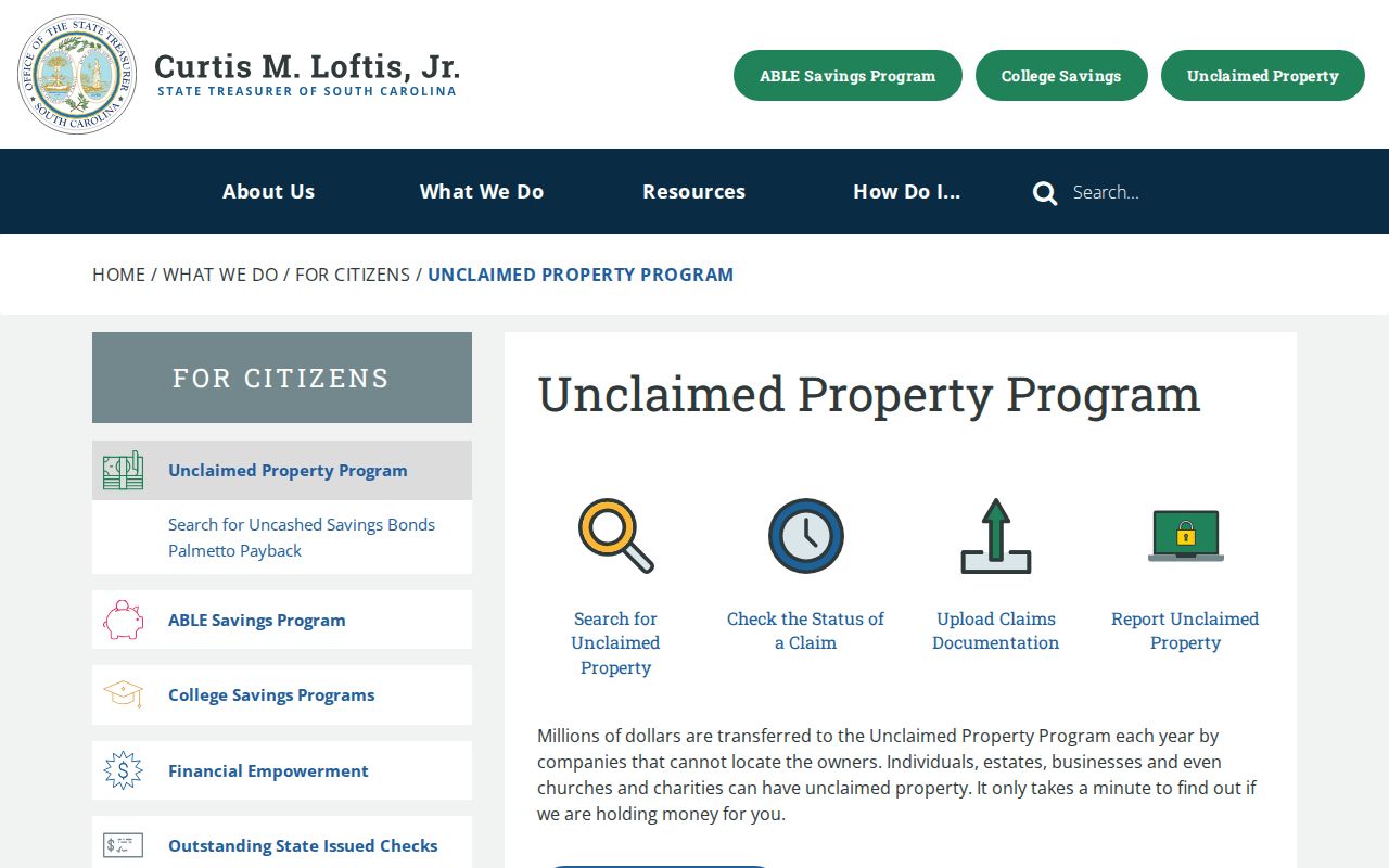 Socastee residents directory reference to South Carolina unclaimed property search